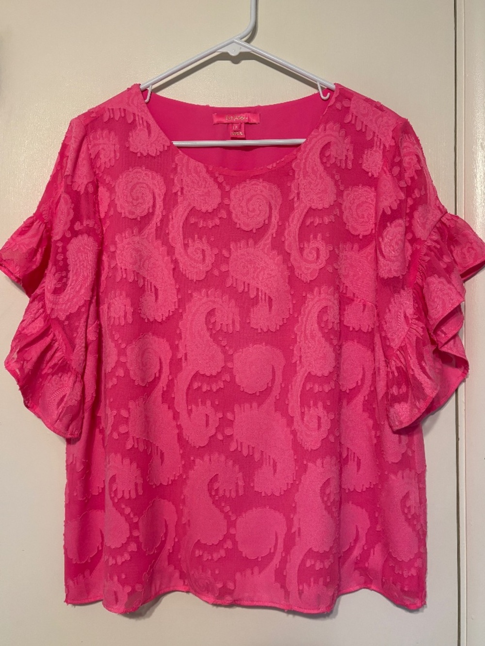 Lilly Pulitzer Women's S/S Pink Paisley Darlah Lileeze Shirt Top Blouse L